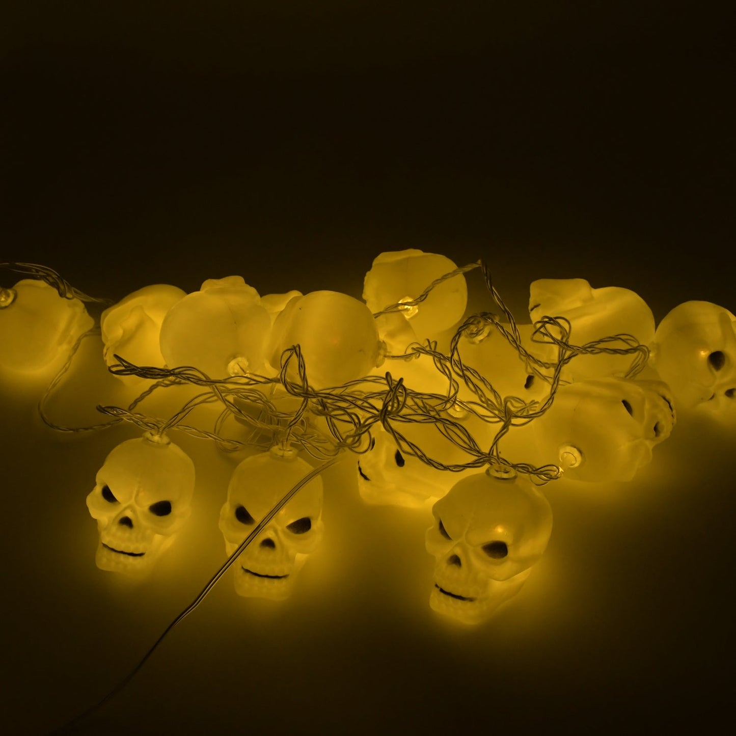 Halloween Decoration Outdoor Indoor Skeleton Head 16 Skulls String Light Set Blow Mold, Decoration Lights Fairy Lights Led Garlands Halloween Decor Garland Decor Wreath Pumpkin