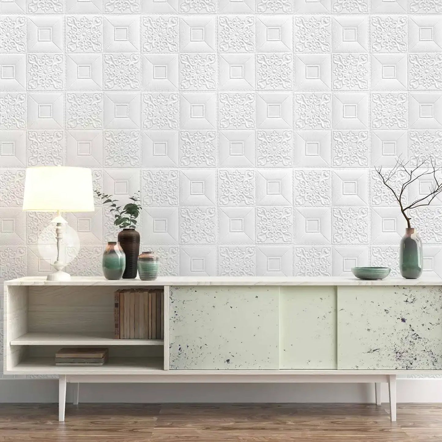 9276 Wallpaper 3D Foam Wallpaper Sticker Panels I Ceiling Wallpaper For Living Room Bedroom I Furniture, Door I Foam Tiles (Square Design) DeoDap