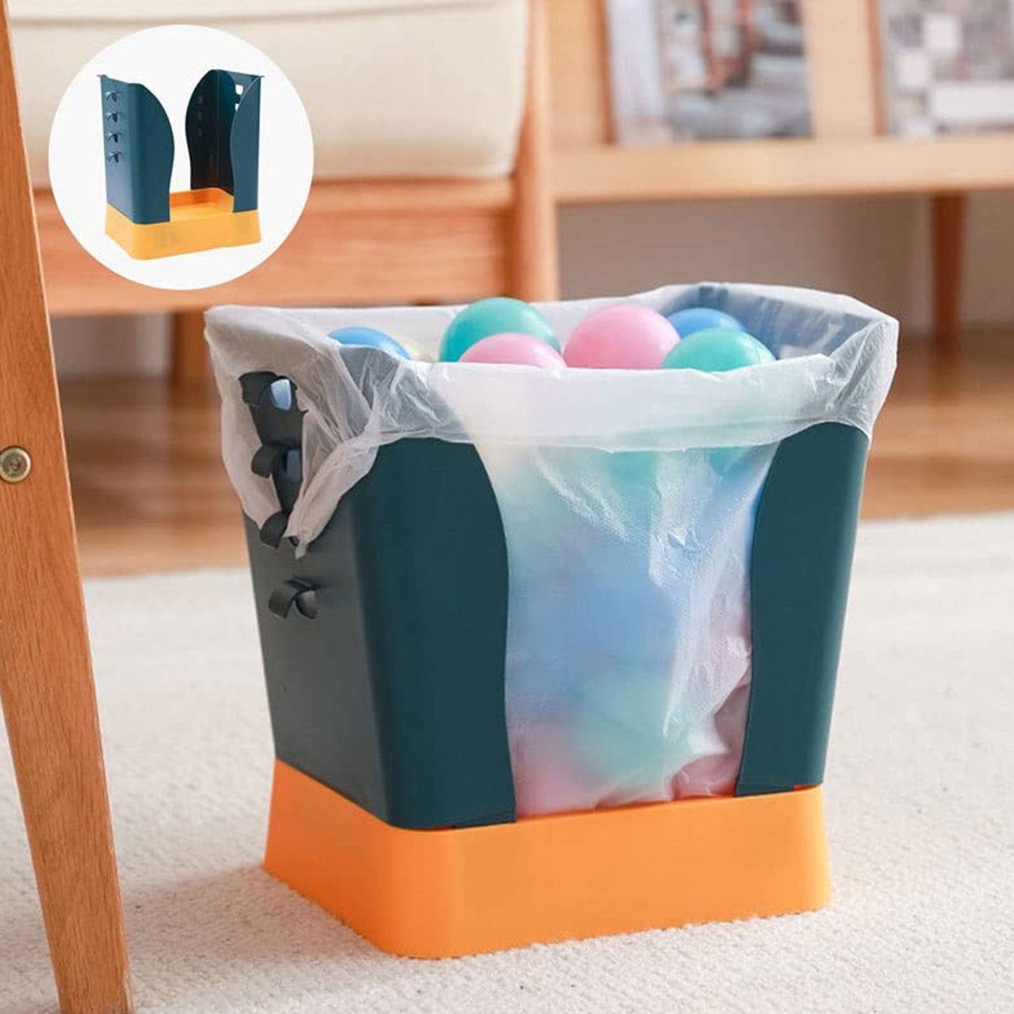 9451 Waste Bin, Trash Can, Waste Container, Expandable Trash Can, Plastic Trash Can, Plastic Garbage Can Expandable Trash Bag Holder Large Capacity for Kitchen Bathroom, Living Room Bedroom Outdoor (1 Pc)