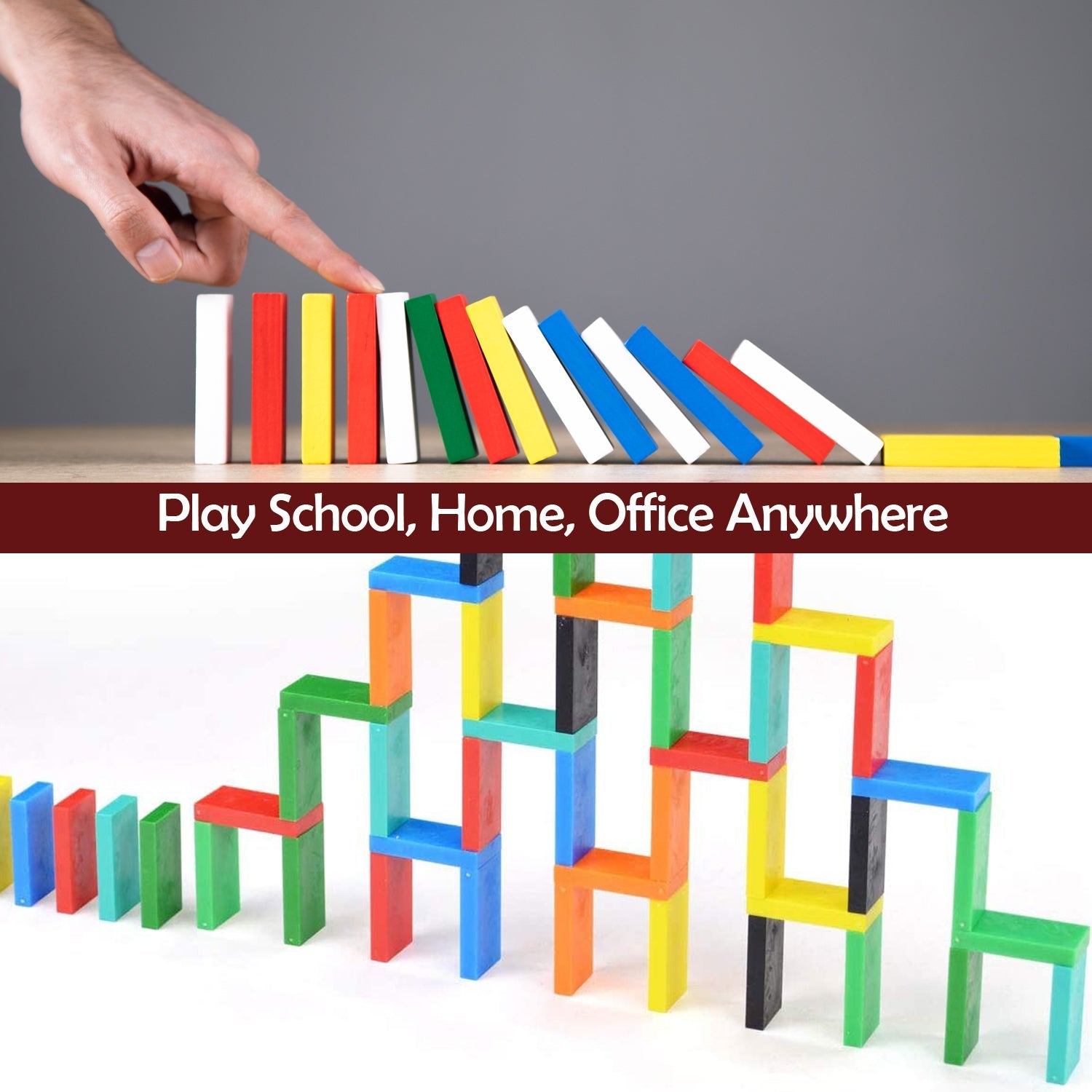 4439 120Pc Dominoes Blocks Set Multicolor Wooden Toy Building Indoor Game Toy. DeoDap