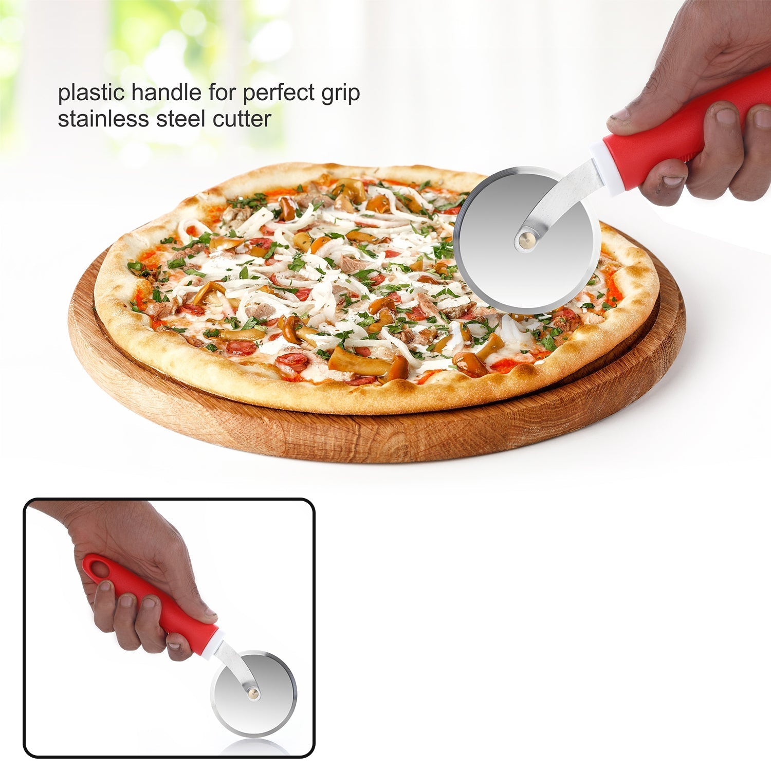 8707 Ganesh GANESH PIZZA / PASTRY CUTTER Wheel Pizza Cutter  (Stainless Steel) DeoDap