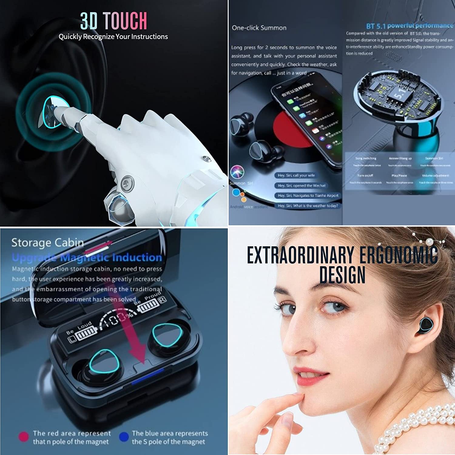 6644 Newest Wireless In Ear Earbuds Bluetooth 5.0 Headphones Mini Stereo Earbuds Sport Headset Bass Sound Built-in Micphone DeoDap