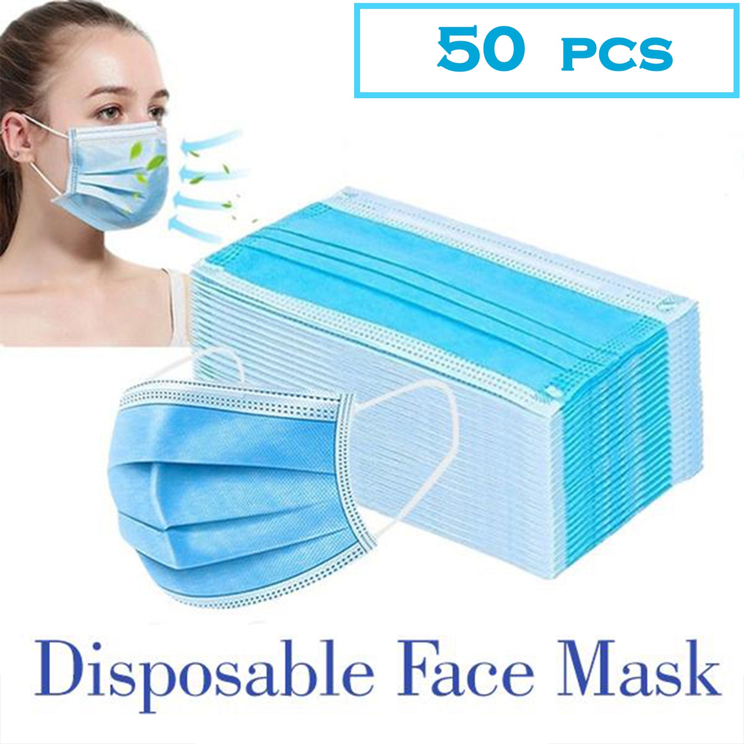 1388 Disposable Ear Loop Elastic Face Mask (50 Pc) DeoDap