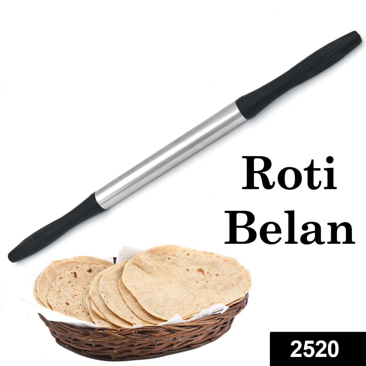 2520 Kitchen Plastic Belan/Rolling Pin (Black) DeoDap