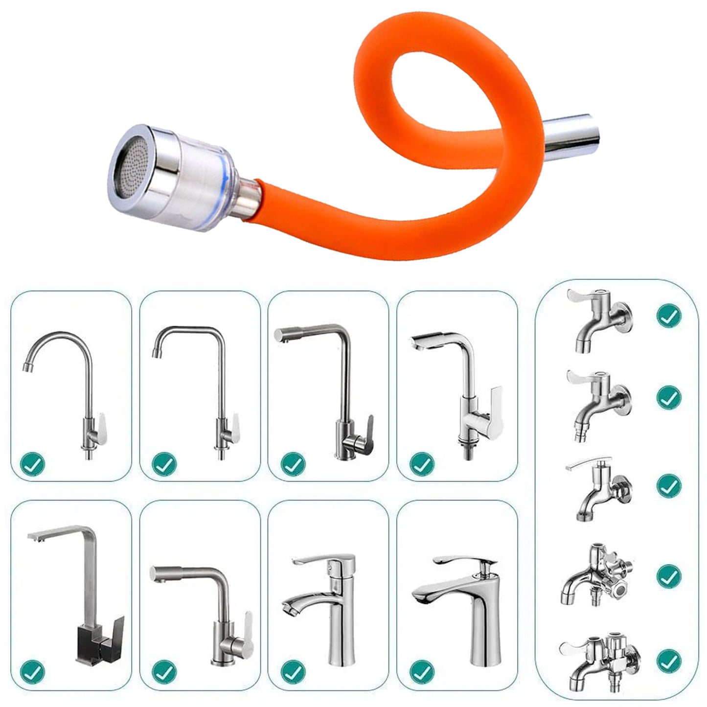 9087 Flexible Water Tap Extender, Universal Foaming Extension Tube with Connector, 360 Free Bending Faucet Extender, Adjustable Sink Drain Extension (18cm) DeoDap