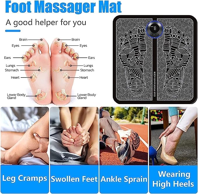 6931 EMS Foot Massager, Electric Feet Massager, Deep Kneading Circulation Foot Booster for Feet and Legs Muscle Stimulator, Folding Portable Electric Massage Machine (Mix Design)