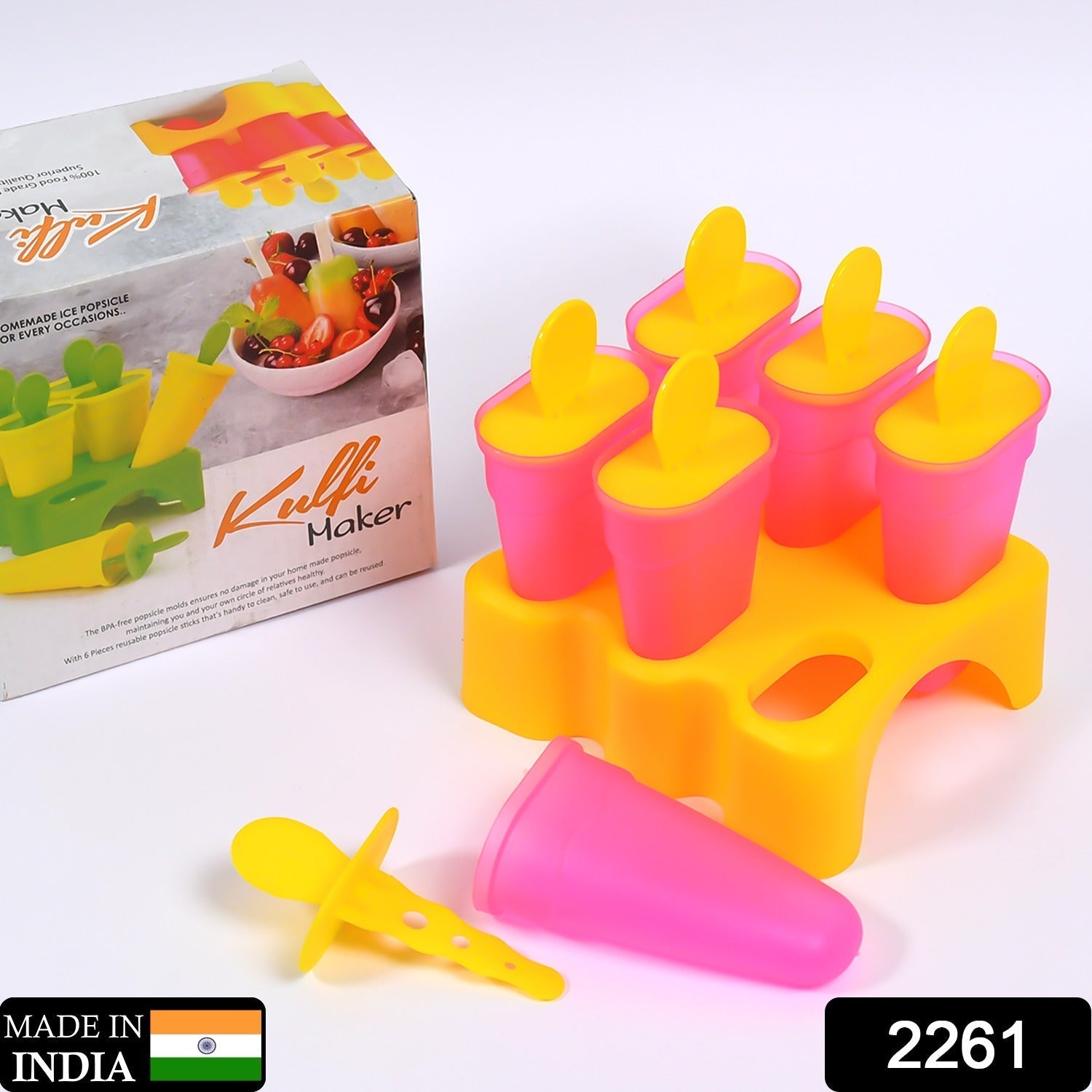 2261 Kulfi Maker Moulds Set Plastic Homemade Kulfi Mould 6pcs Set For Freezer Use DeoDap