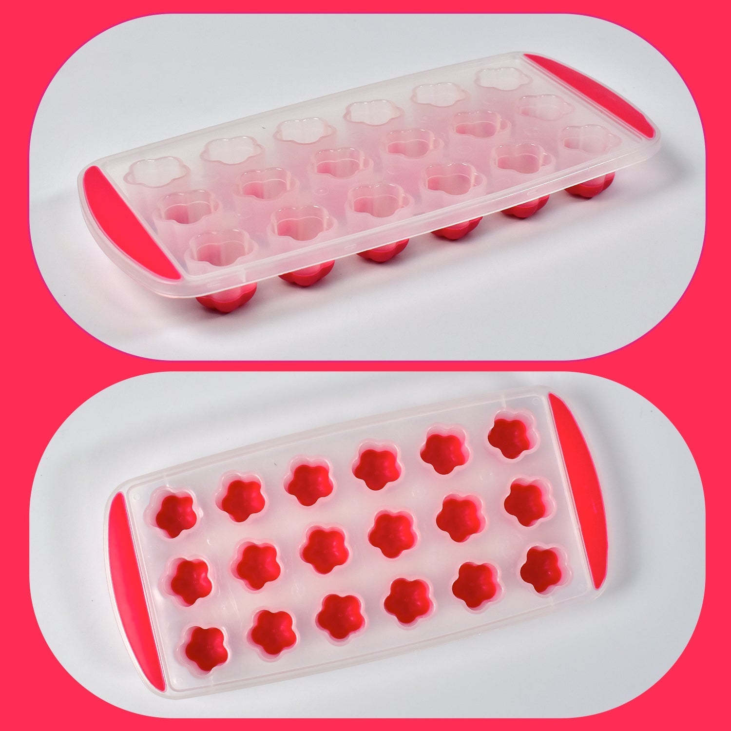 7165 Ice Mould Flower Shape 18 Cavity Mould ice Tray Sphere ice Flower Mould Small ice Flower Tray Mini ice Cube Tray DeoDap