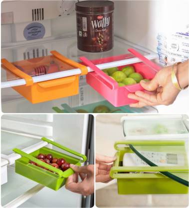 2480 Fridge Space Saver Organizer Slide Storage Racks Shelf (4 pcs) DeoDap