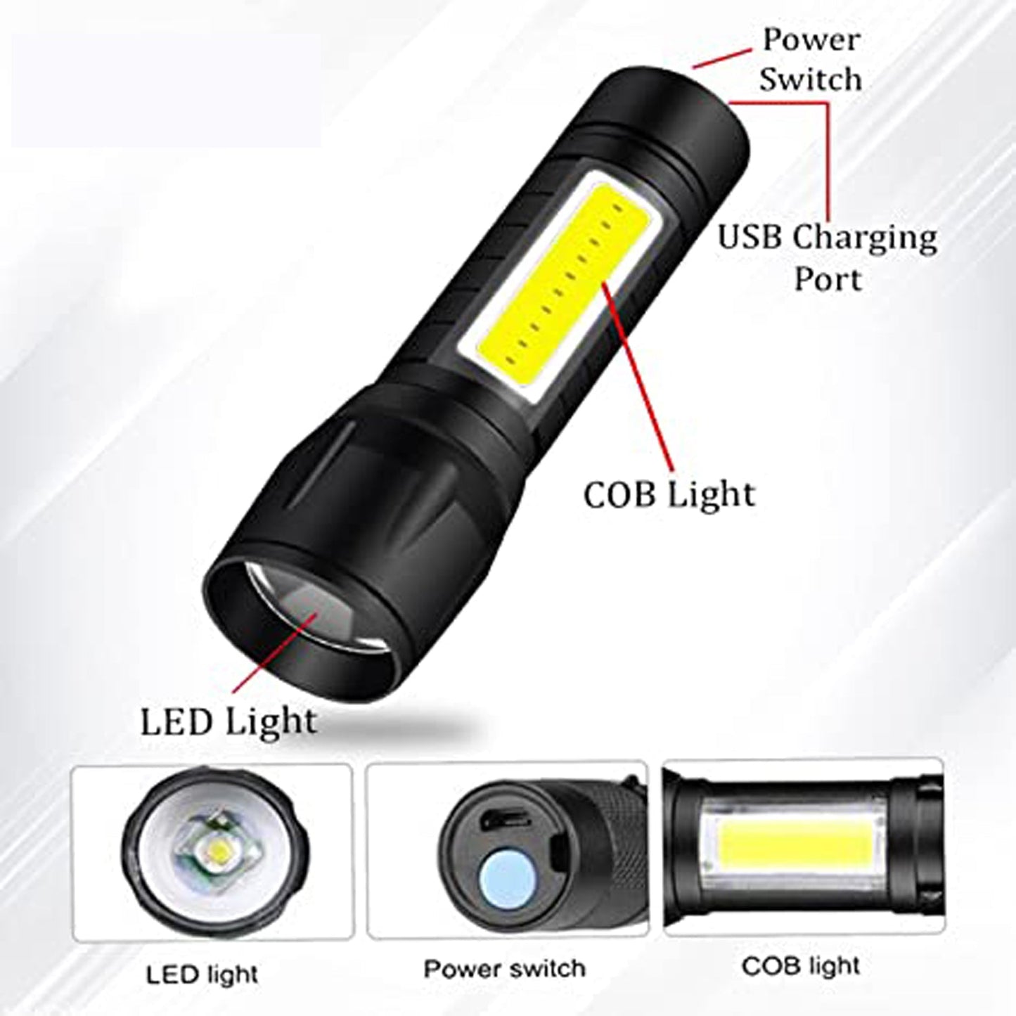 7528  Mini Search Rechargeable LED Long Range Flashlight Emergency Light Torch Primerce