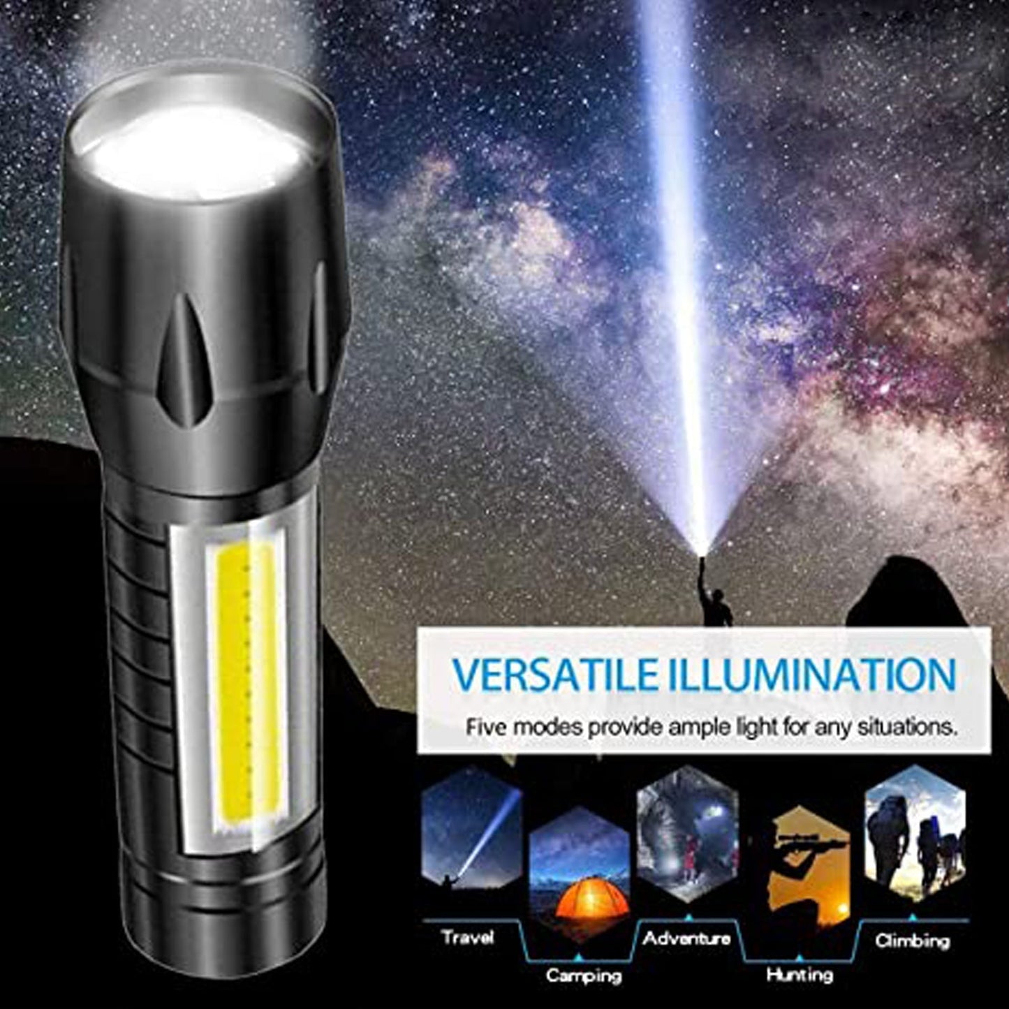 7528  Mini Search Rechargeable LED Long Range Flashlight Emergency Light Torch Primerce